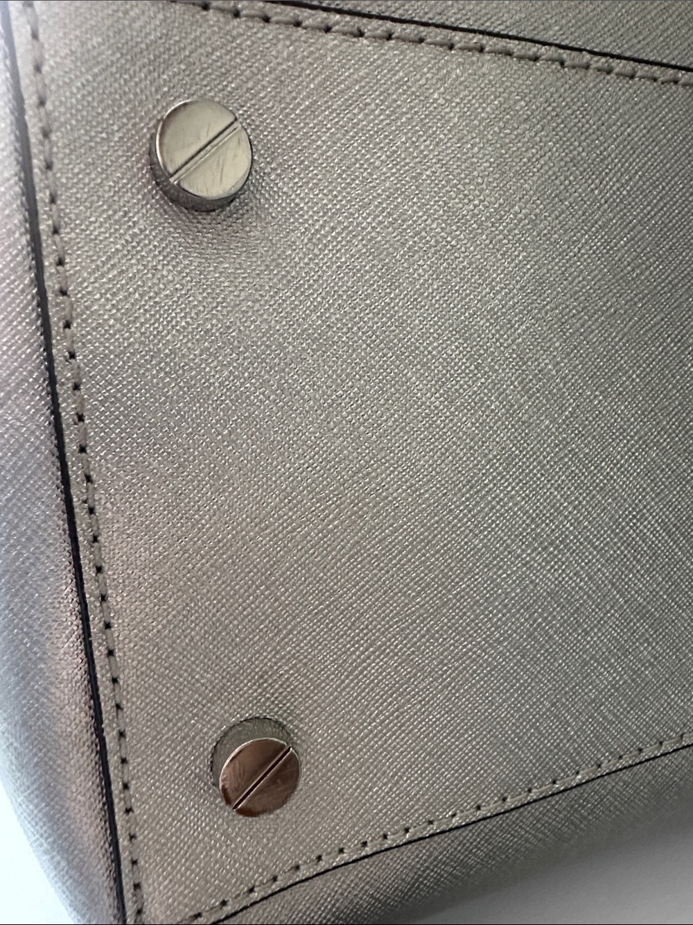 Michael Kors Metallic Silver Saffiano Satchel with Shoulder Strap - Picture 5 of 6